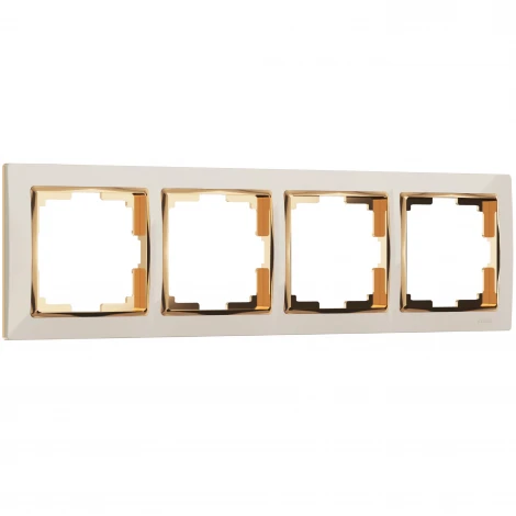 Рамка на 4 поста Snabb (слоновая кость/золото) Werkel W0041932 (a051658)