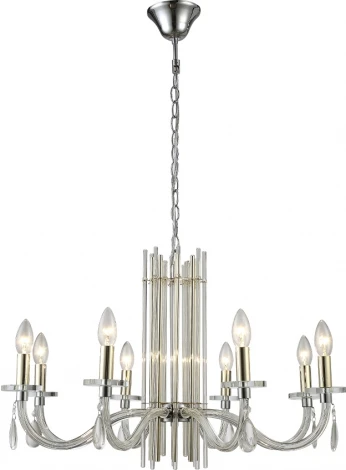 Подвесная люстра AURELIO SP8 GOLD+CHROME/TRANSPARENT Crystal Lux (220V, хрусталь, на цепи, свеча)
