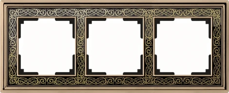 Рамка на 3 поста (золото/черный) W0031430 (a051329)