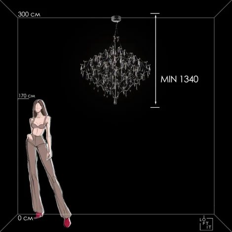 Подвесная люстра большая Loft It Mira 10259/1000 Silver Asfour (LED, 220V, на тросе)