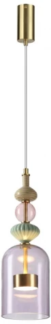 Подвесной светильник каскадный Odeon Light Palleta 5045/12LA античн.бронза/фиолетовый/металл/стекло/керамика LED 12W 4000К 1400Лм (220V, на проводе)