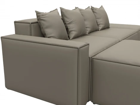 Диван угловой модульный Лига-063 угол левый (ДСП/Пластик/Экокожа/Бежевый) Лига Диванов 129788L