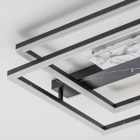 Потолочная люстра светодиодная 105Вт, с ПДУ, металл/акрил, черный/белый мрамор