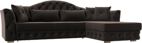 Диван угловой Артис правый угол (Коричневый/Велюр) Лига Диванов арт.121582