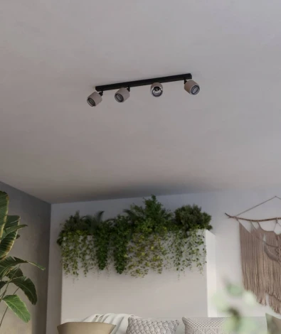 Спот Eglo Rosley 43659 4x40W(E14), сталь, черный, текстиль, натуральный