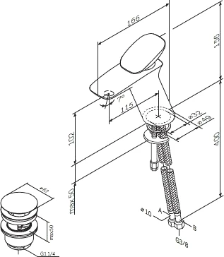 Смеситель Am.Pm Spirit V2.0 F70A82100 для раковины, с донным клапаном