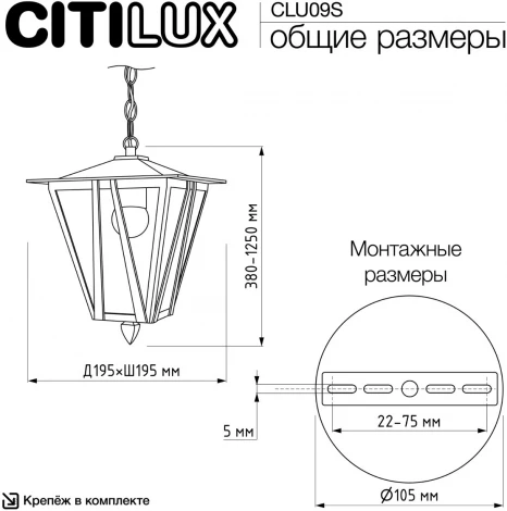 Подвесной светильник Citilux Forts CLU09S (220V, на цепи, IP54)