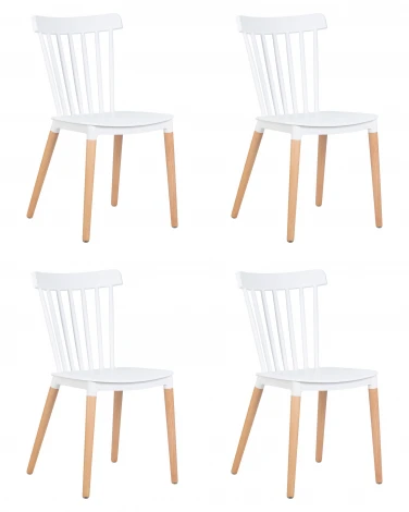 Набор 4 шт стул обеденный DOBRIN THEO (ножки светлый бук, цвет белый (W-02))
