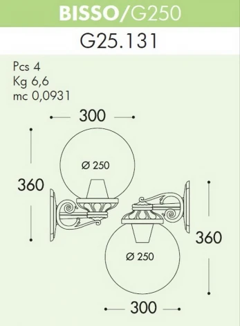 Настенный фонарь уличный Fumagalli Globe 250 G25.131.000.AZE27