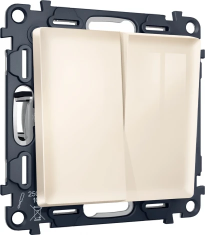 Комплект механизма Ambrella Volt 2-клавишного выключателя ALFA MA303010 Бежевый глянец QUANT