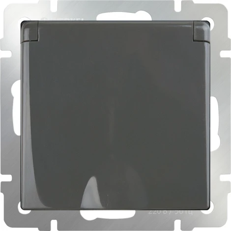 Розетка влагозащ. с зазем. с защит. крышкой и шторками (серо-коричневый) W1171207 (a050839)