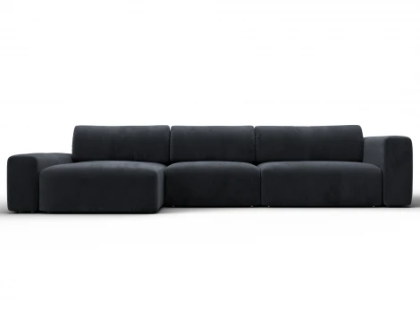 Диван угловой Лига-066 НПБ Лонг угол левый (ЛДСП,Фанера,Брус,Велюр/Темно-серый) Лига Диванов 131229L