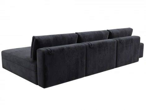 Диван угловой модульный с пуфом Лига-060 НПБ Лонг угол универсальный (ЛДСП,Брус,Фанера/Пластик/Велюр/Темно-серый) Лига Диванов 129516