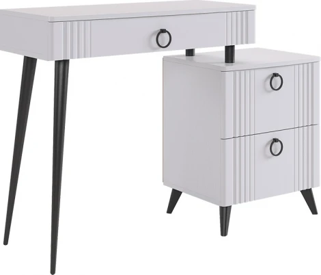 Ева Туалетный столик (без зеркала) Mebelson (ЛДСП,МДФ,ПВХ,Пластик/Светлое дерево,Белый) арт.TS-01.3101