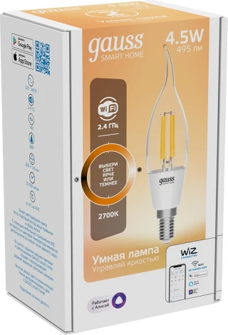 Умная лампочка светодиодная филаментная Gauss Smart Home 1260112