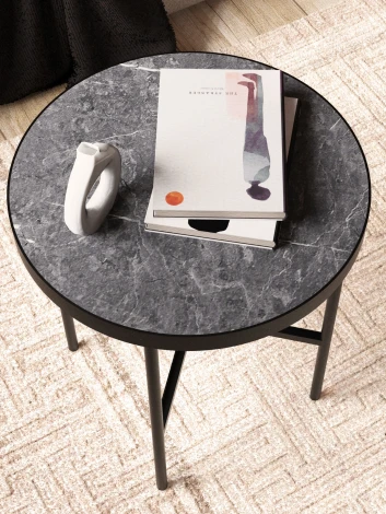 Стол журнальный МеталлАрт М011 МАЛЫЙ стемалит черный/черный Mebelik 009488