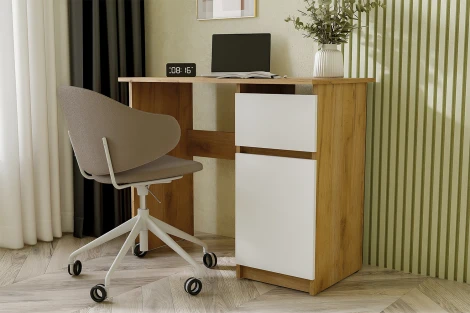 Стол письменный Арника 900 Денвер, Дуб золотой, Белый шагрень