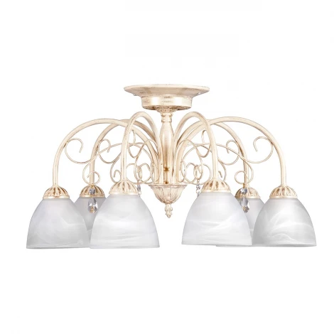 Люстра потолочная Day&Night, 6 плафонов, бежевый с золотом, белым и прозрачным