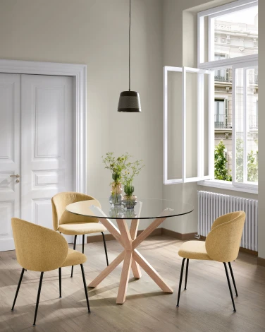 Обеденный стул La Forma (ex Julia Grup) Minna (Горчичный/ Сталь,Фанера,Пена,Металл)