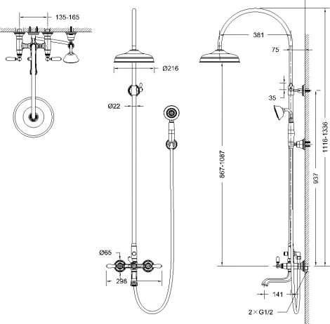 Душевая стойка Bravat Art F65193BAF-A2-RUS