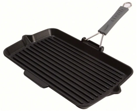 Сковорода для гриля прямоугольная, черная с силиконовой ручкой 34х21 см 1202223 Staub