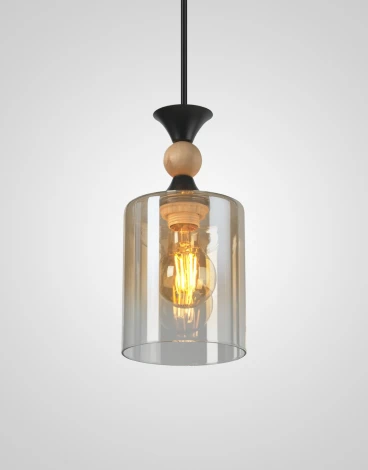 Подвесной светильник Мелодия Света Scandi PS8717-3 BK+Wood 000060440