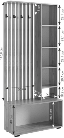 Бери Прихожая, цвет дуб крафт золотой/белое дерево Mebelson (арт.MPR-021.2563)