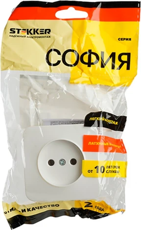 Розетка без заземления (белый) Stekker София 49301