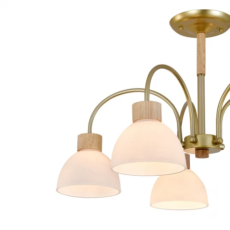 Потолочная люстра на штанге 150005/5R E27*60W Gold/Wood Escada Sade ES0000061