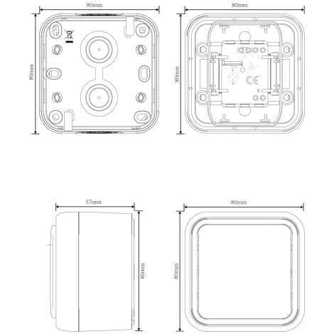 Выключатель звонкового типа 1-клавишный накладной, с подсветкой, цвет антрацит IP55 Donel W55 DIP35128