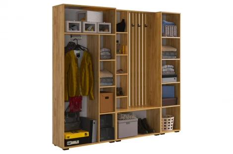 Прихожая "Бери К9" (2000х350х1826) Mebelson (ЛДСП/Дуб крафт золотой) арт.ПК09Бери.2563