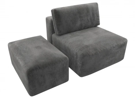 Модули диван и пуф Лига-060 НПБ (ЛДСП,Брус,Фанера,Велюр/Серый) Лига Диванов 129591