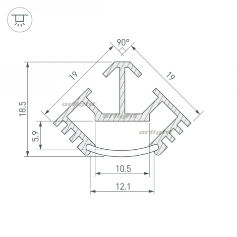 Профиль T45-2000 (CT) (Алюминий) 016938 Arlight T