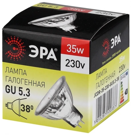 Лампочка галогеновая GU5.3 35W ЭРА GU5.3-JCDR (MR16) -35W-230V-CL