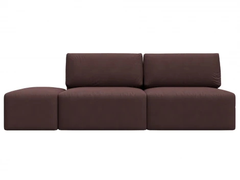 Диван прямой модульный с пуфом Лига-060 НПБ (ЛДСП,Брус,Фанера/Пластик/Замша/Бордовый) Лига Диванов 129665