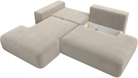 Диван угловой Лига-036 НПБ Модерн левый угол (Бежевый/Микровельвет) Лига Диванов арт.121398L