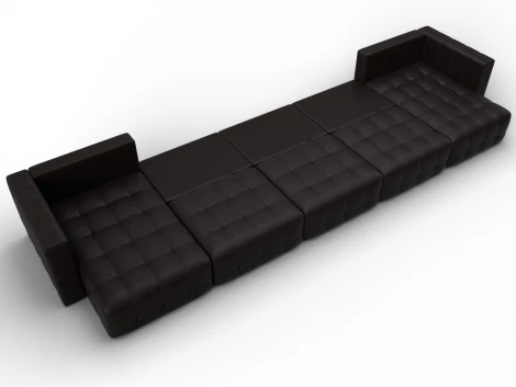 Диван П-образный Лига-052 НПБ МегаЛонг (ЛДСП,Брус,Фанера/Пластик/Экокожа/Коричневый) Лига Диванов 129923