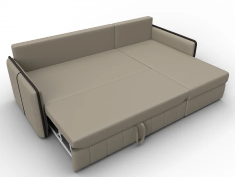 Диван угловой Лига-078 угол универсальный (ДСП/Пластик/Экокожа/Бежевый,Коричневый) Лига Диванов 130982