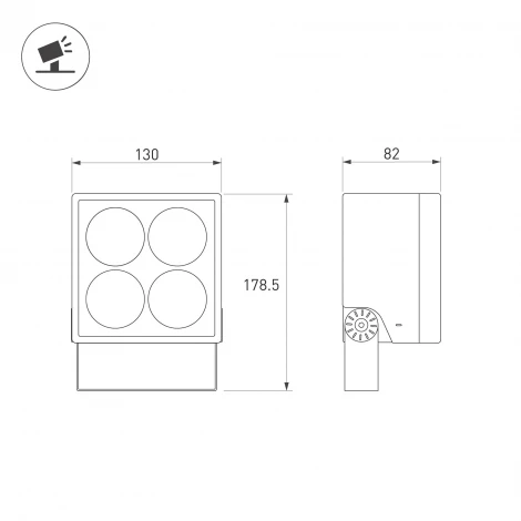 Прожектор светодиодный уличный ALT-BLOCK-S130x130-15W Day4000 (GR, 15 deg, 230V) (Arlight, IP66 Металл) 055240