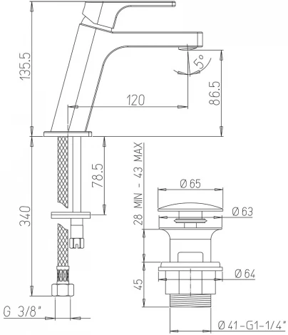 Смеситель Paini Atacama WWCR211ESRKM для раковины