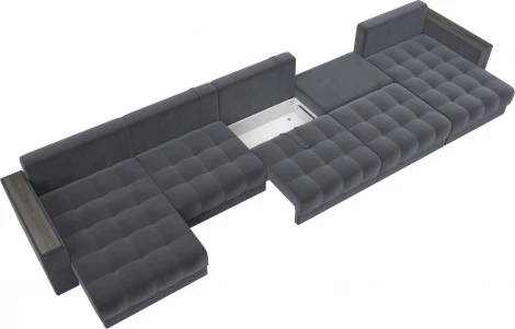 Диван П-образный с декором Лига-049 НПБ Мегалонг Лига Диванов (Велюр) арт.128526