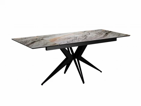 Стол DikLine DKS140 керамика Venetian Brown Light глянец, подстолье черное, опоры черные (2уп.) 00-00081179