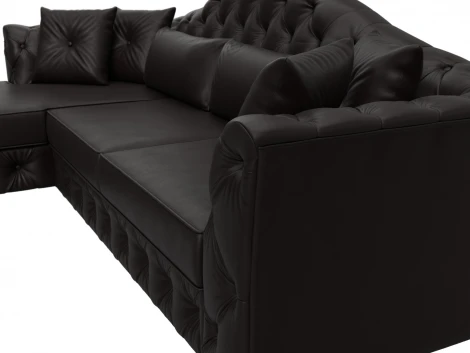 Диван угловой Артис левый угол (Брус,Рейка/Пластик/Экокожа/Коричневый) Лига Диванов 128030L