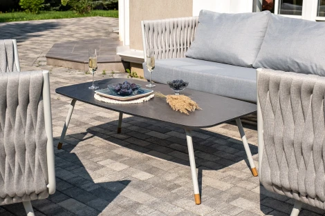 "Верона" журнальный стол из HPL 120х65, H40, каркас светло-серый (RAL 7035) муар, цвет столешницы "серый гранит" 4SIS арт.УТ-00008415