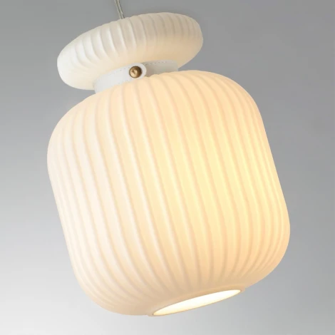 Подвесной светильник Odeon Light Jugi 5042/1C PENDANT белый/белый/металл/стекло/эко.кожа E27 1*60W