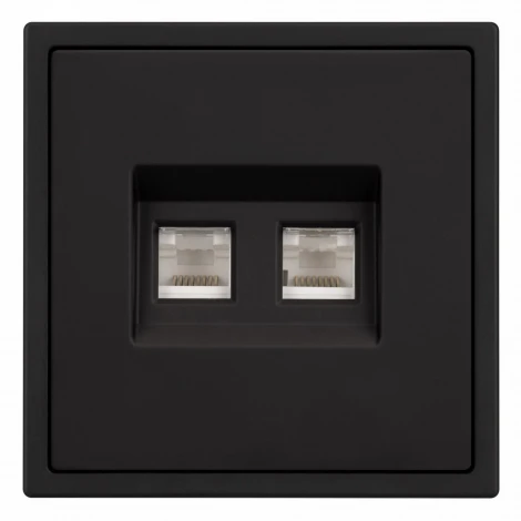 Розетка ARL NOBE компьютерная двойная софт-тач черный оникс SCT-MPC2-SFPL-BK (2хRJ-45, CAT6) (Arlight,) 054313(1)