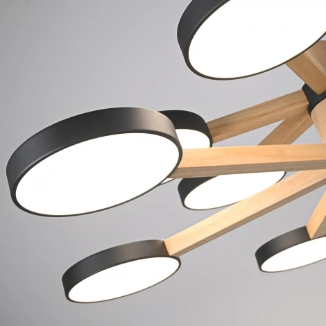 Потолочная люстра Wi-Fi на штанге Turna Dbl L12 Black By ImperiumLoft Turna-Dbl01 (LED, 220V, голосовое управление, умный дом - Алиса)