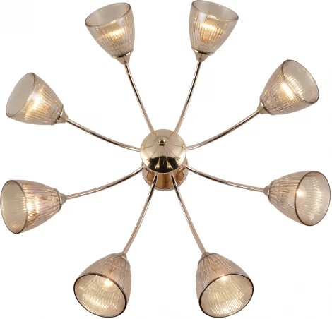 Потолочная люстра на штанге Escada Amelia 1129/8P 8x60Вт E27, металл/стекло, золото