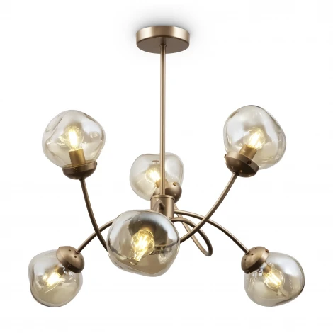 Потолочная люстра на штанге в виде молекул Freya Volani FR8017PL-06MG