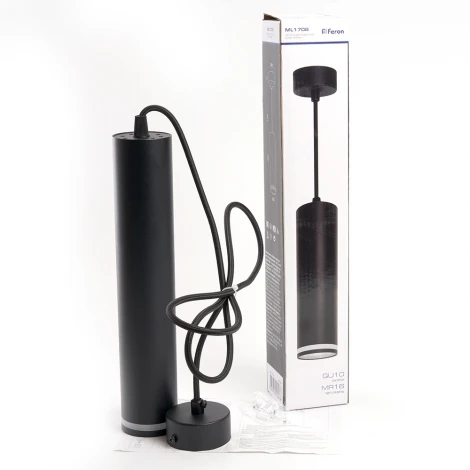 Подвесной светильник Feron ML1708 Barrel LUNA 48084 MR16 35W 230V, черный (на проводе, круглые)